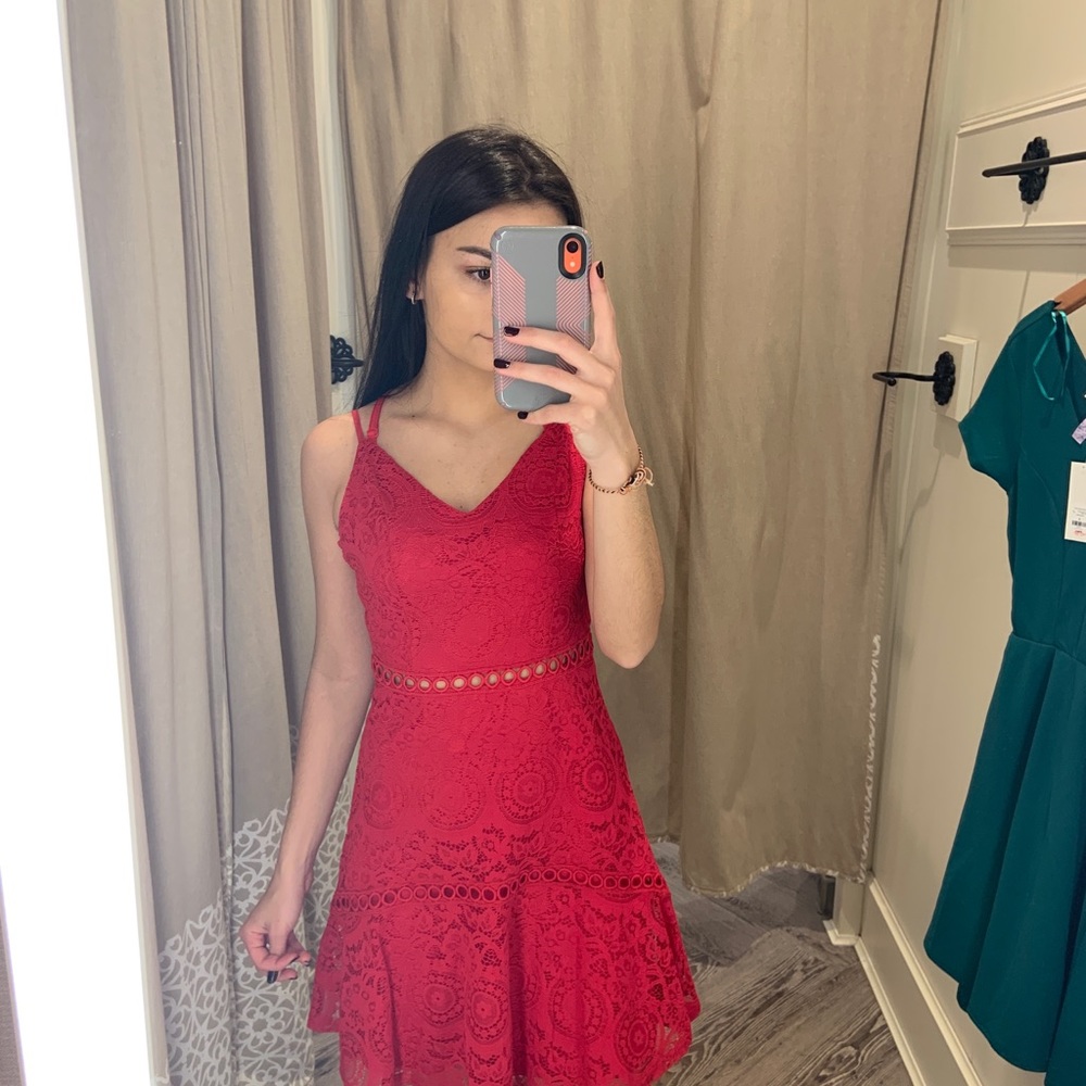 Mid Length Lace Red dress
